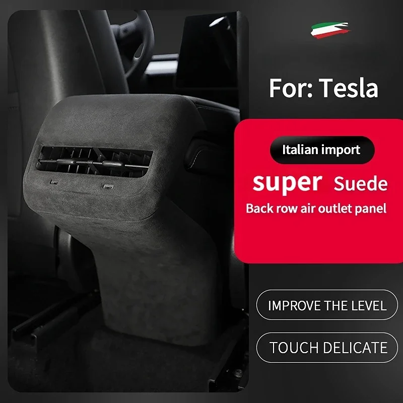 

Итальянская супер замшевая крышка заднего вентиляционного отверстия для Tesla Model 3 2019-2023 Model Y 2020-2024, автомобильные аксессуары для интерьера с защитой от царапин