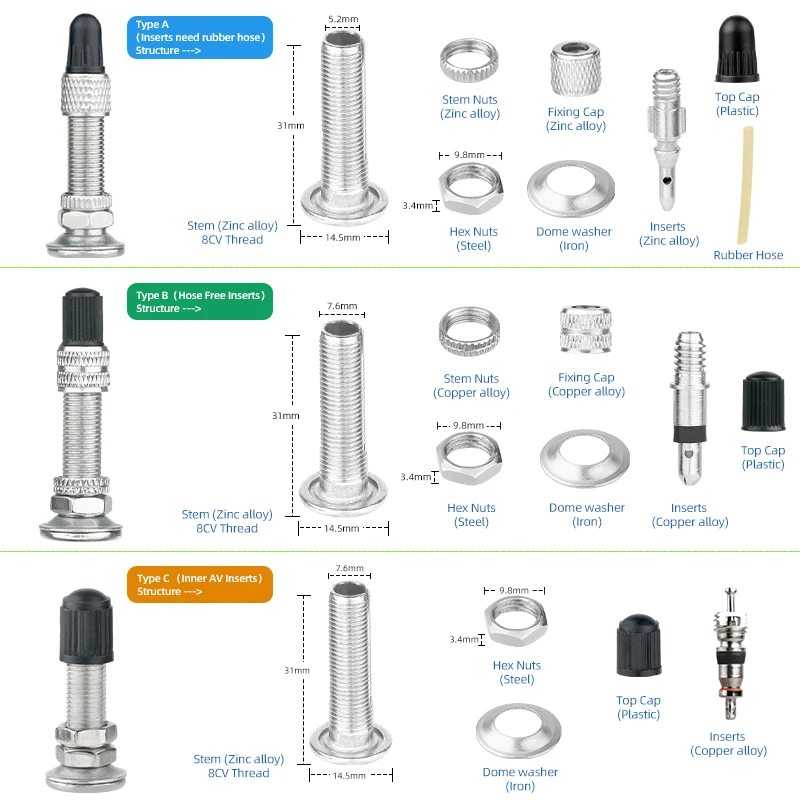 DV Nozzles for Dunlop Blitz Woods Valve Rubber Hose Core or EP2 Hose Free Plugs Bicycle Tire Tube British German Style Ventil view 2
