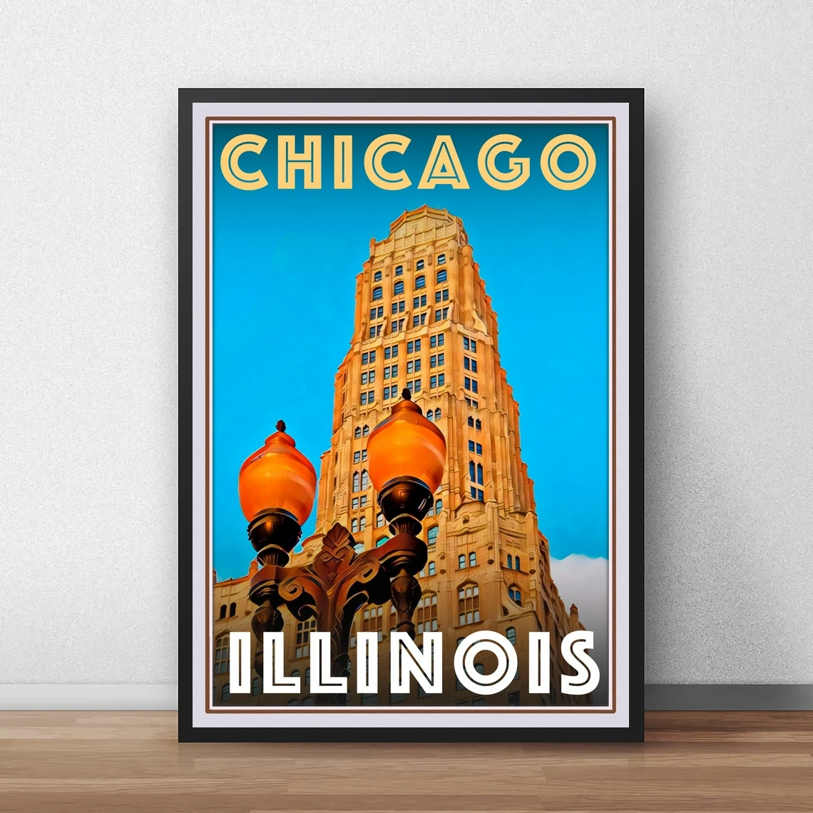 Chicago Illinois Travel Poster HD Printable Canvas Art Print Home Decor Wall Painting ( No Frame )