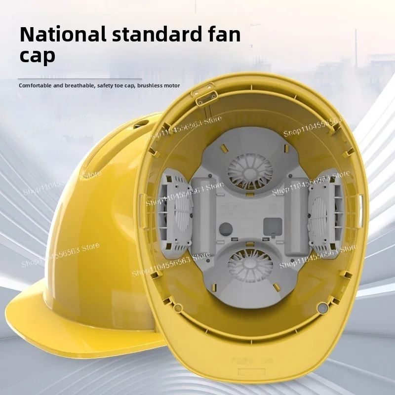 Built-in Fan Helmet, Rechargeable Summer Construction Site with Air Conditioner Cap, Cooling Bluetooth Helmet Cap