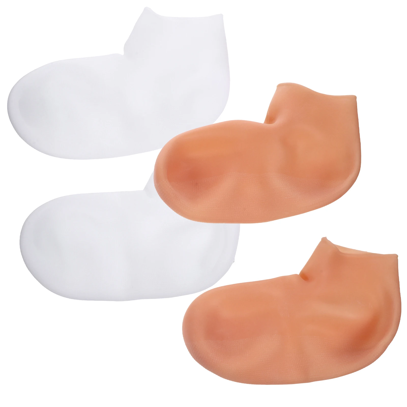 

4pcs 2 Pairs Exfoliating Socks White Beige XL Size 41 42 Moisturizing Lotion Spa Foot Covers Heel Dry Feet Women Girls Footwear