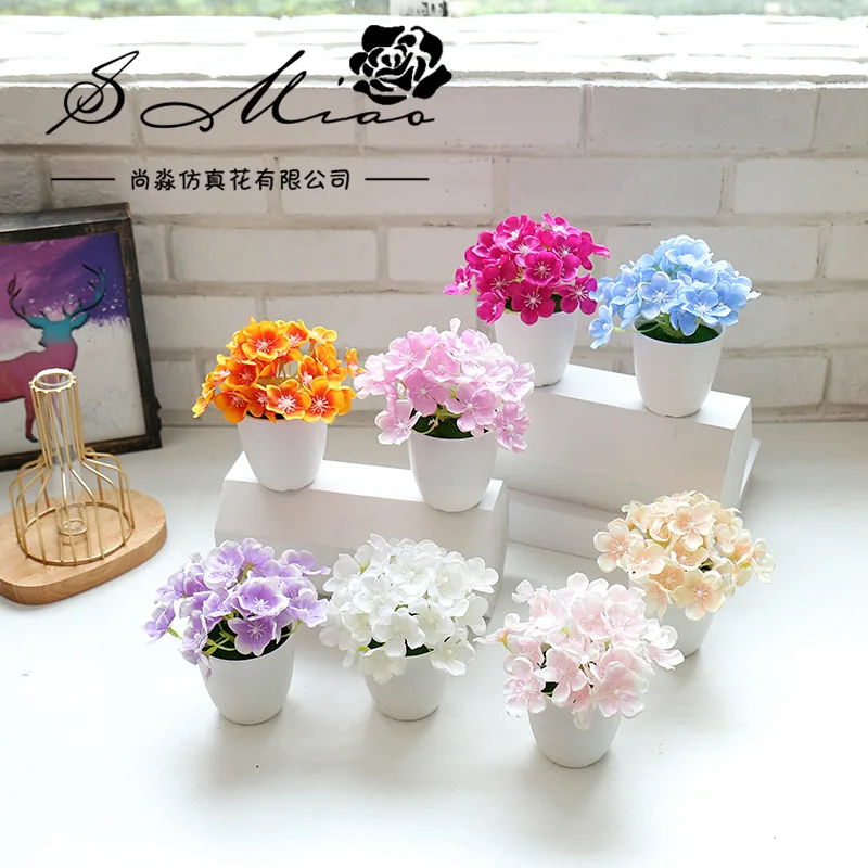 

1Pc Small Artificial Simulation Silk Flower Bonsai Hydrangea Plant Landscape Home Office Desktop Decoration