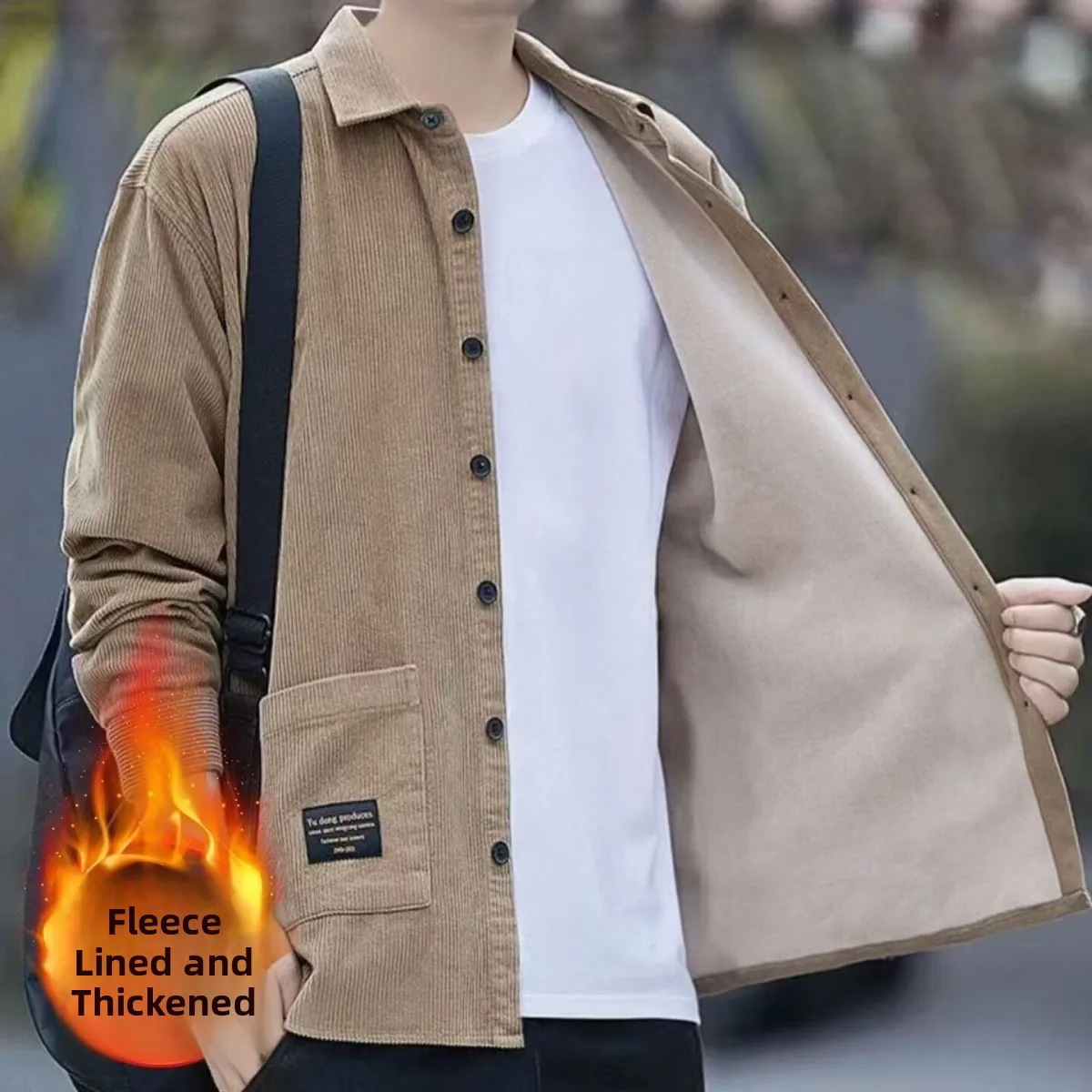

Loose Casual Men's irt New Sle Autumn Faion Outerwear Stand Fit Long Sve Pure Color Collarl High Elastici