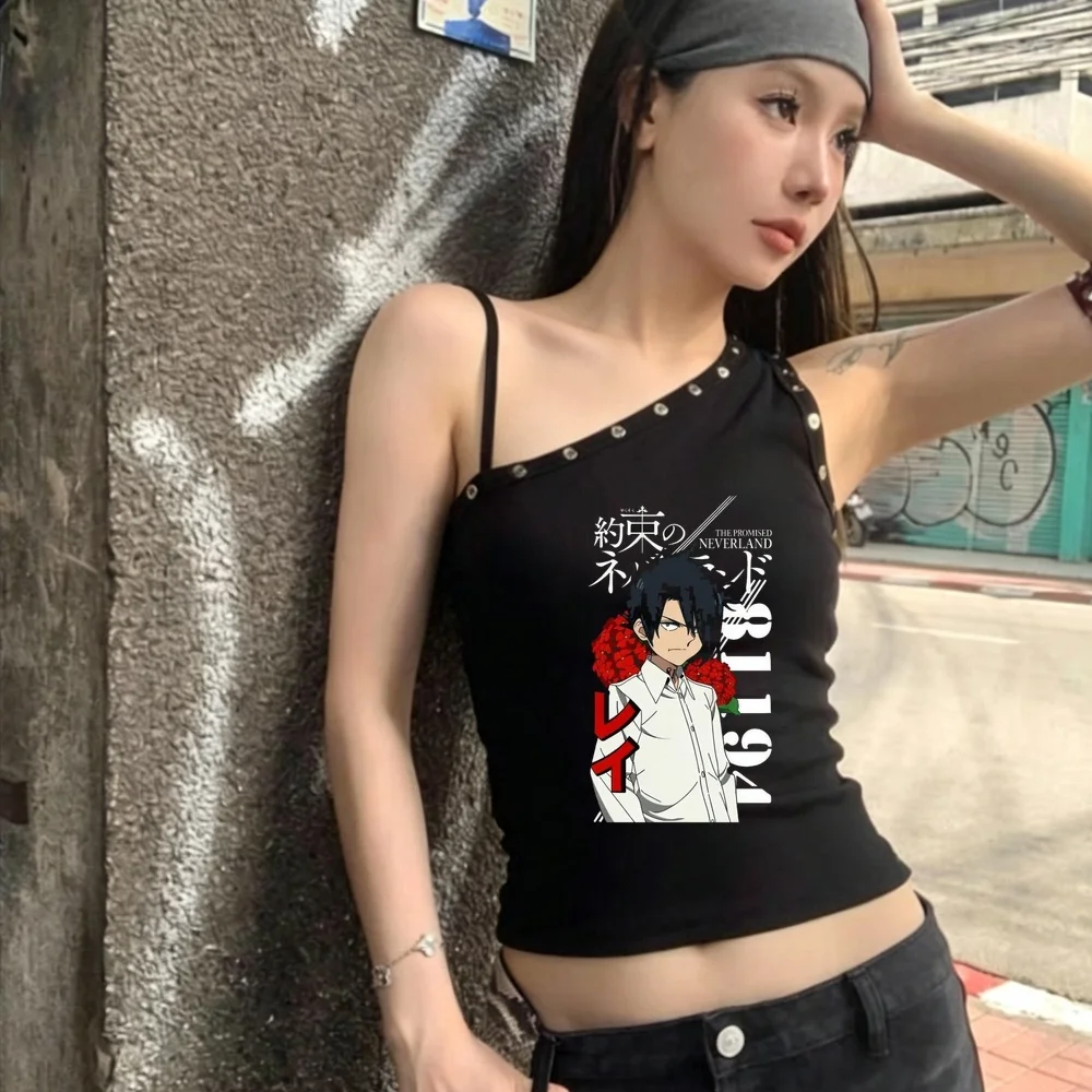 the Promised Neverland crop top girl harajuku manga alternative  y2k top tees alternative  harajuku vintage jojifuku
