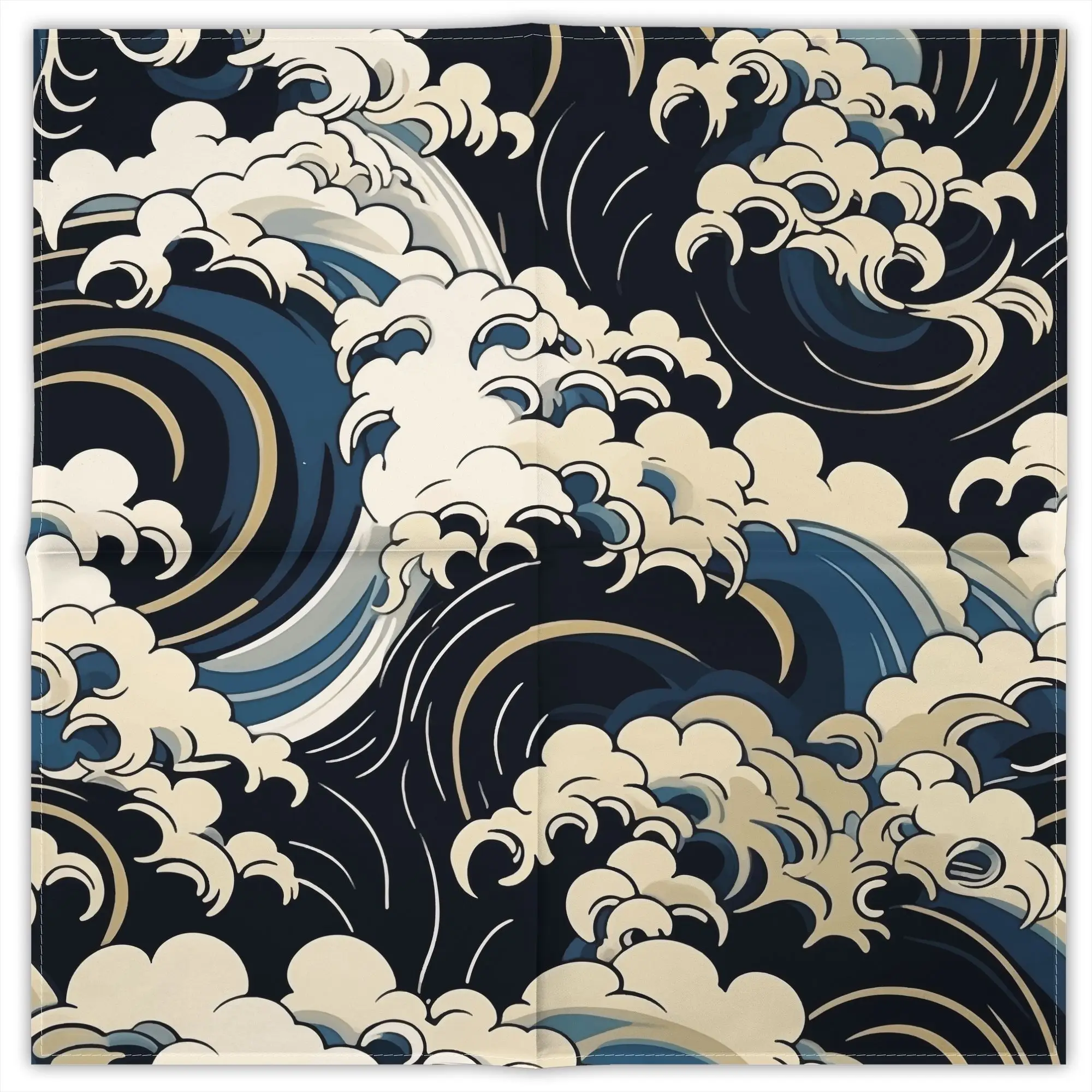 

Japanese wave Fashion Square Scarf Decorative Polyester Printed Daily
