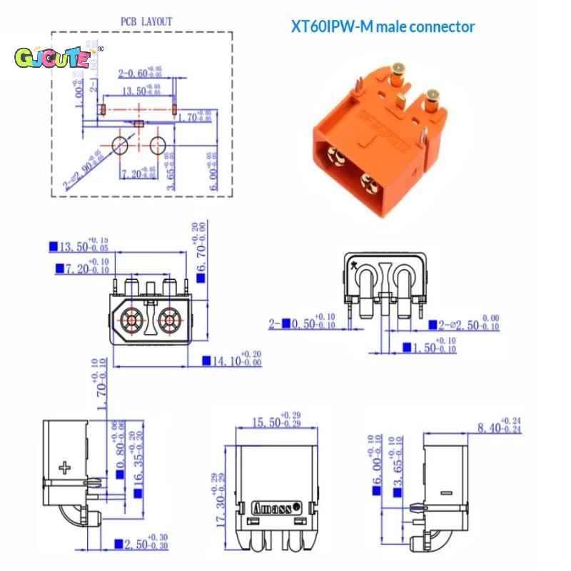 Amass AMASS XT60I-F Male + Female 2+1 Connector Signal Pin Plug For RC Lipo Battery Charger Controller Motor Parts