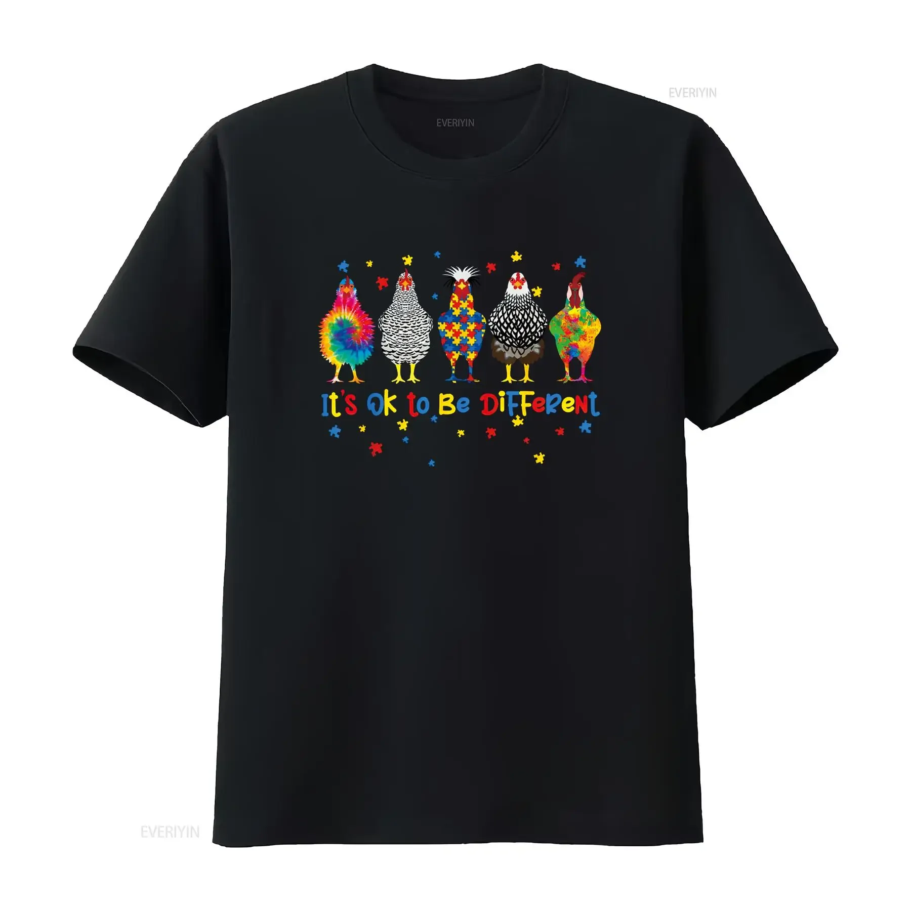 Its Ok To Be Different Chicken Autism Awareness Month Kids T Shirt vintage Washed homme streetwear Unisex Stretched Slightly
