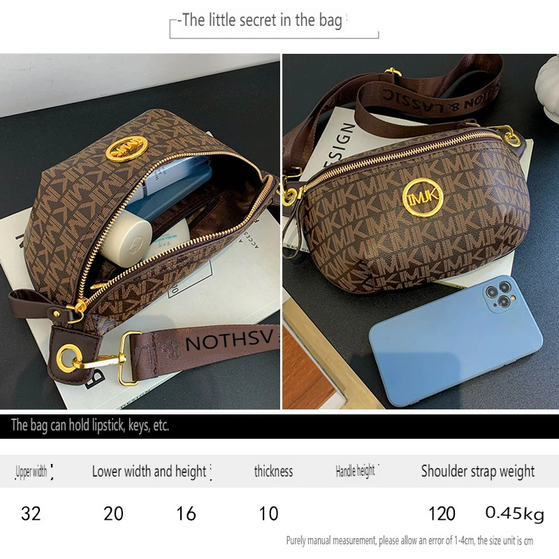 Luxury Women\'S Printed Letter Corssboday Chest Bag Designer Soft Leather Vintage Travel Shoulder Bag Purses And Adjustable Strap