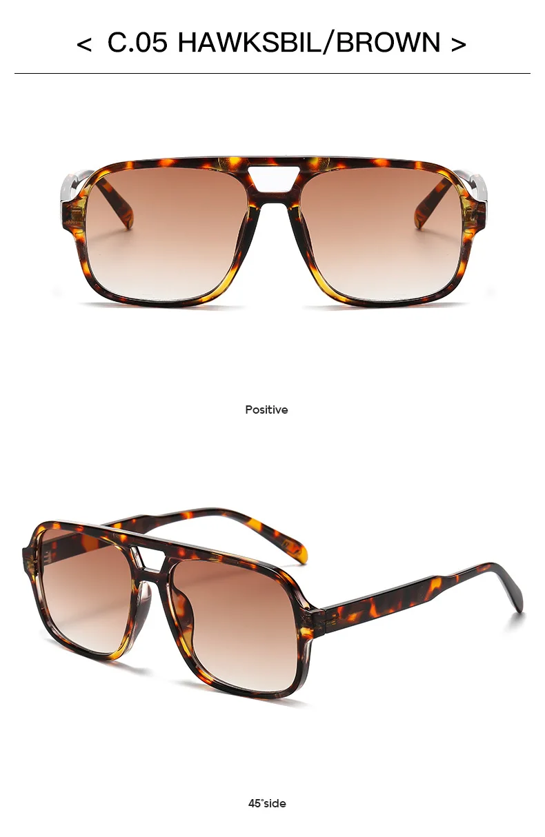 Mode gelbes Quadrat Frauen Sonnenbrille Retro Doppelbrücken großen Rahmen Sonnenbrille Frau Mode Luxus Designer Sonnenbrillen Brillen – Detail 17