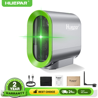 Huepar 2-Line Self-Leveling Laser Level, Green/Red Beam, Magnetic Base, Rechargeable Li-ion Battery, for Construction & DIY Tool