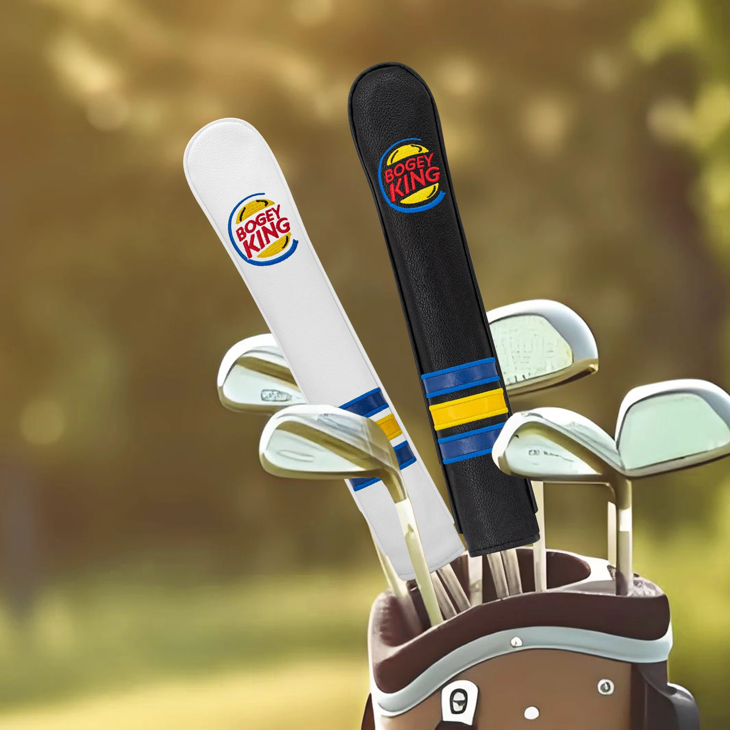 KING Golf Positioning Rod Cover, Swing Training Cover, PU Leather Material, Available in Black and White, Dustproof and Durable