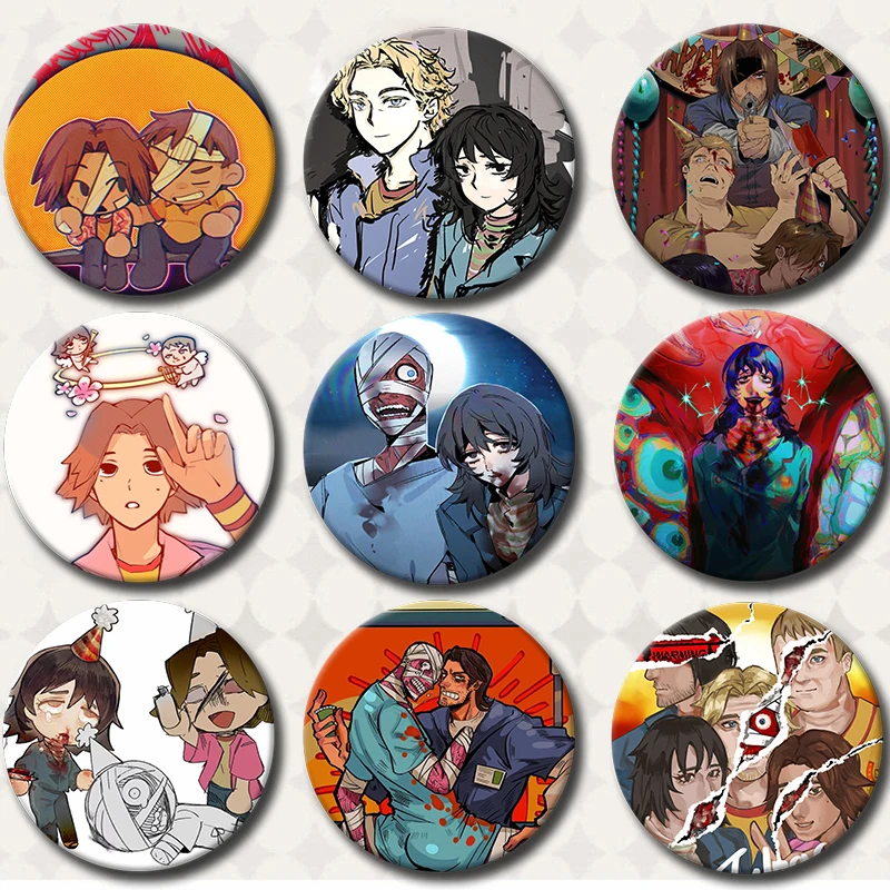 

Hot Horror Game Mouthwashing Anya Soft Button Pin Jimmy Curly Anime Brooch Badge Bag Decor Accessories Gamer Collect Gifts 58MM