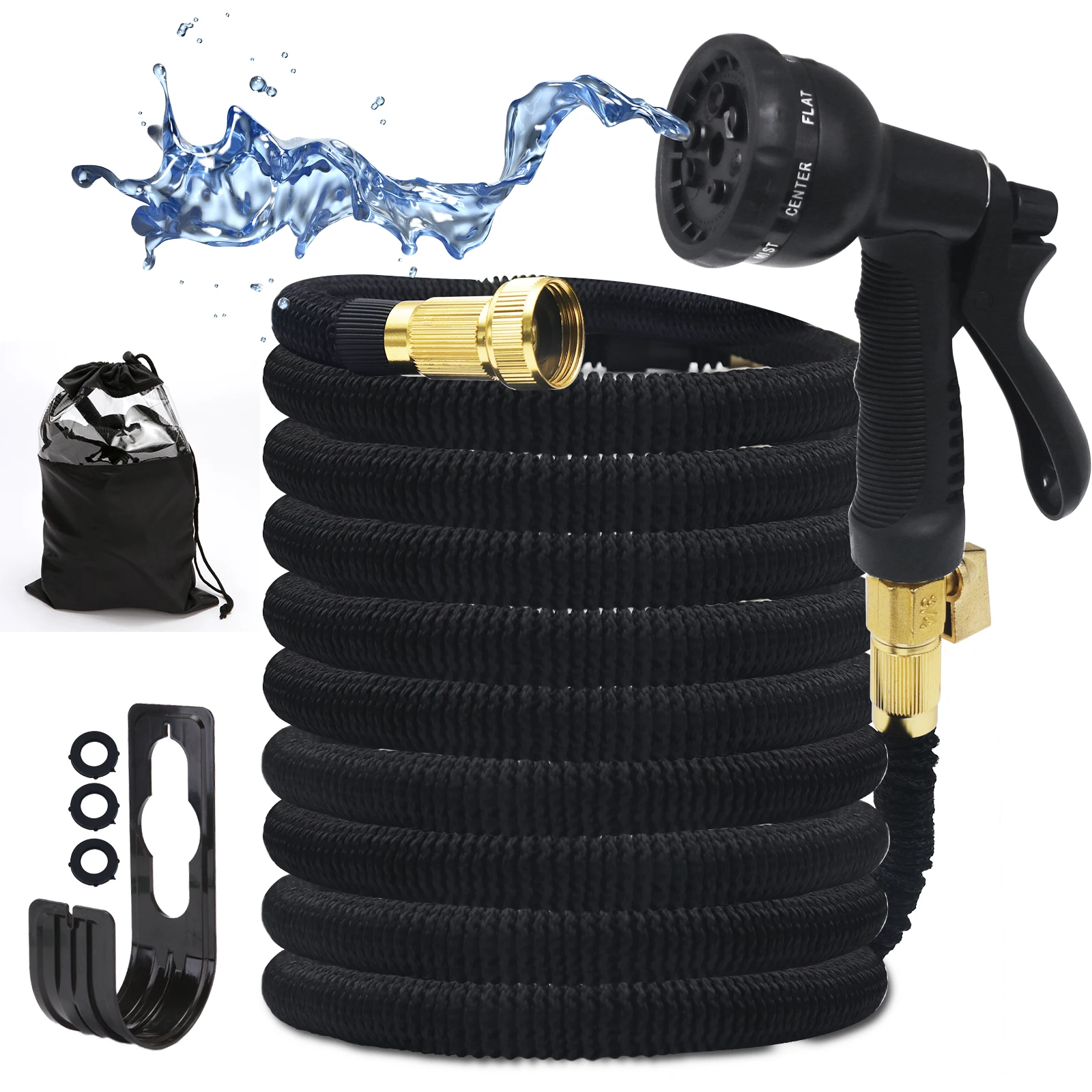 New 3 Times Telescopic Water Pipe Garden Water Pipe High Pressure Water Gun Garden Car Wash 25ft 50ft 75ft 100ft Garden Hose