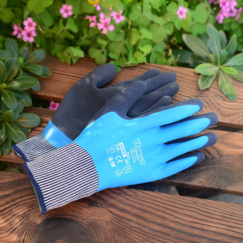 完全にコーティングされた防水作業用手袋,家庭用ラテックス,ナイロン,耐寒性,ガーデニングの安全性