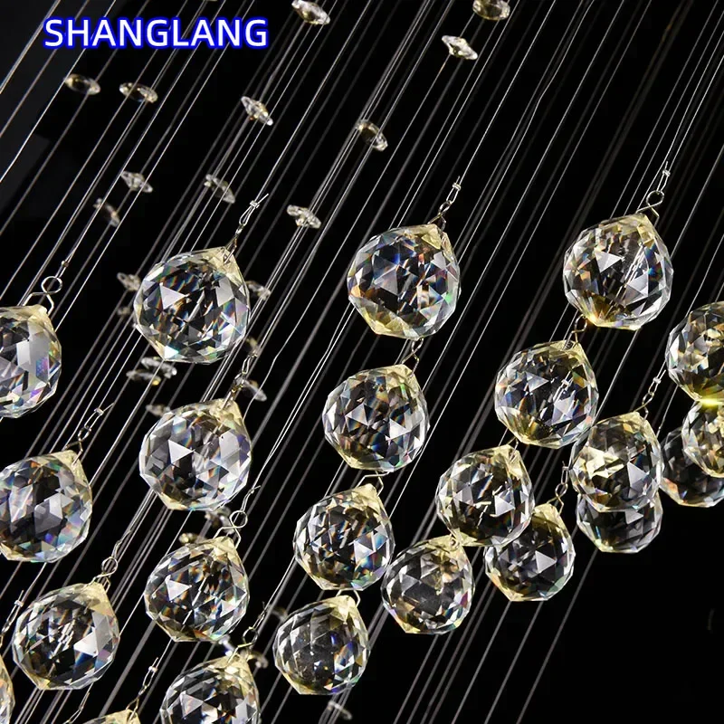 Modern Staircase Crystal Chandelier Luxury Spiral Design Hall Light Fixture Living Dining Room Suspension Wire Cristal Lamp Loft - view 6