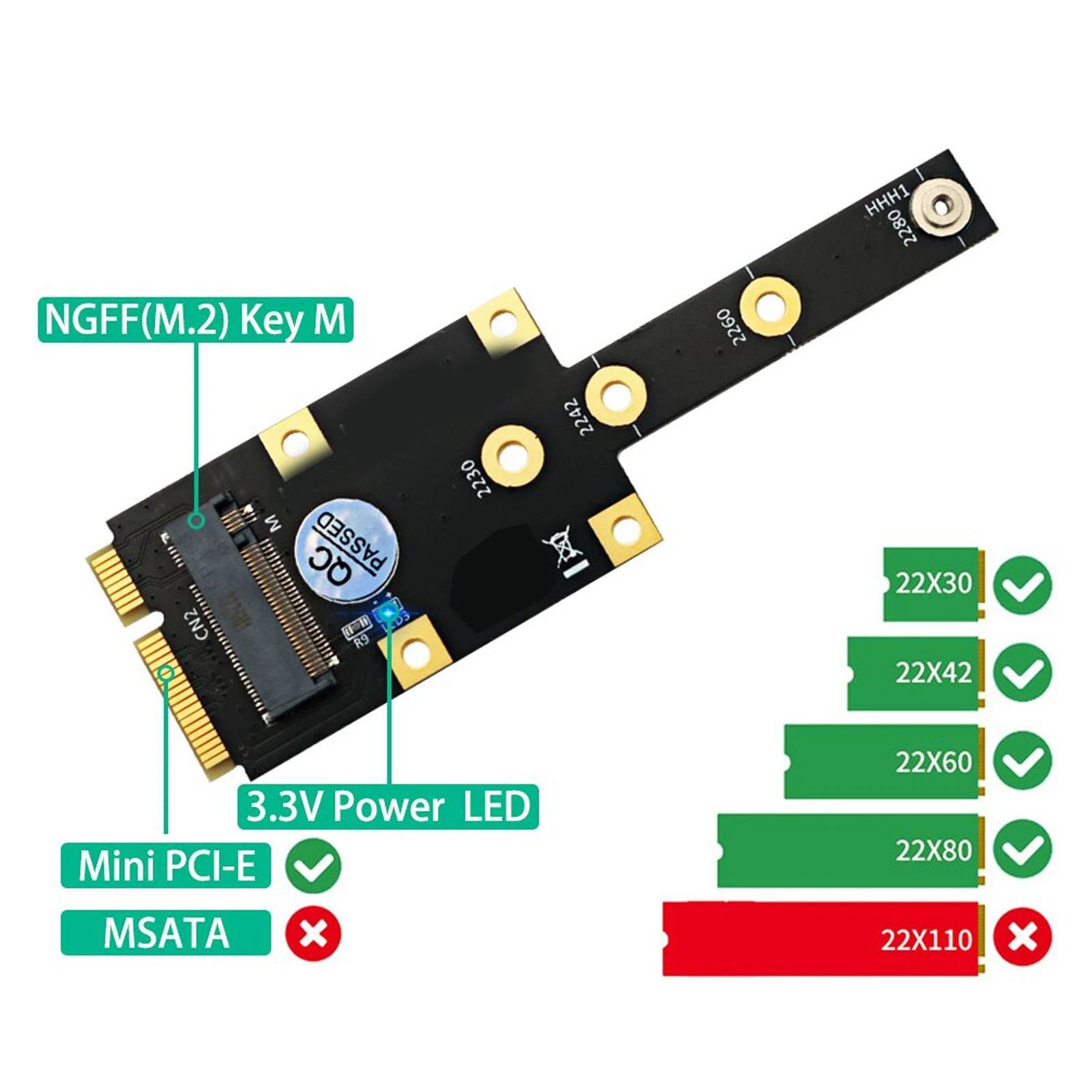 محول M.2 NGFF NVME SSD محول PCIE صغير إلى M.2 M محول مفتاح لـ 2230 2242 2260 2280 M.2 SSD