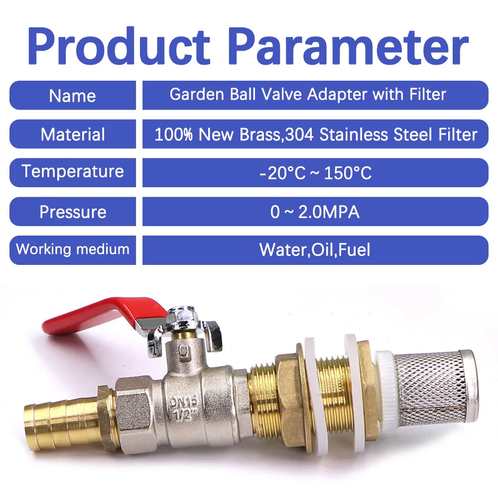 8-style 6-25mm Brass Ball Valve Pagoda Hose Adapter Water Tank Joints 304 Stainless Steel Filter Garden Irrigation Tank Fittings