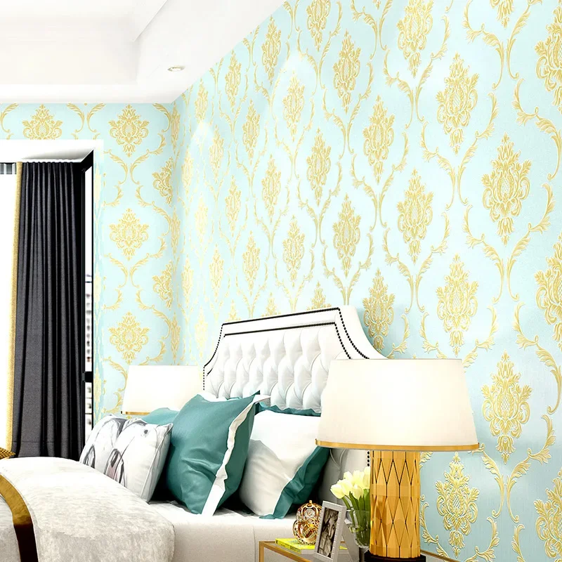 European luxury bedroom home non-woven wallpaper high-end beauty salon atmosphere 3d stereo living room background wall wallpape