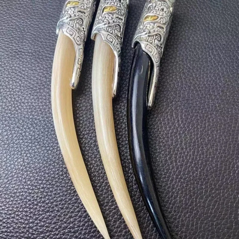 - amulet, goat horn, Tibetan silver, - hook, pendant, DIY gold-digging officer's bracelet, accessories, ge