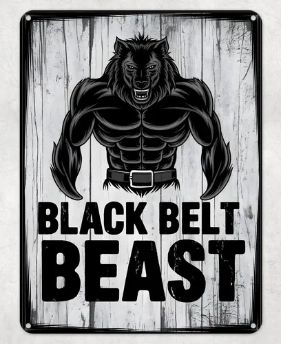 Black Belt Beast Karate Metal Poster Wall Tin Sign Man Cave Shed Home Plaque --Tin Sign