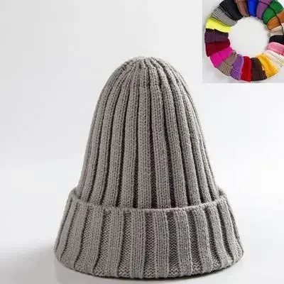 Kids Winter Hats for Baby Boy Girl Solid Color Korean Crochet Bonnet Knitting Hat for Mom Dad Kid Hat Family Matching Outfits