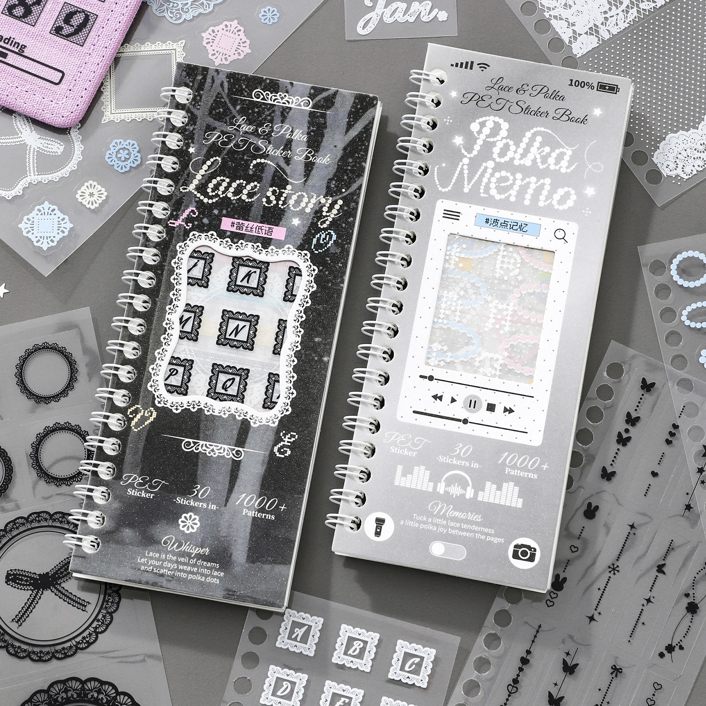 30 Sheets - Lace Whisper PET Alien Die Cutting Cute Sticker Book, Instagram Style, DIY Scrapbook, Handheld Material Decoration