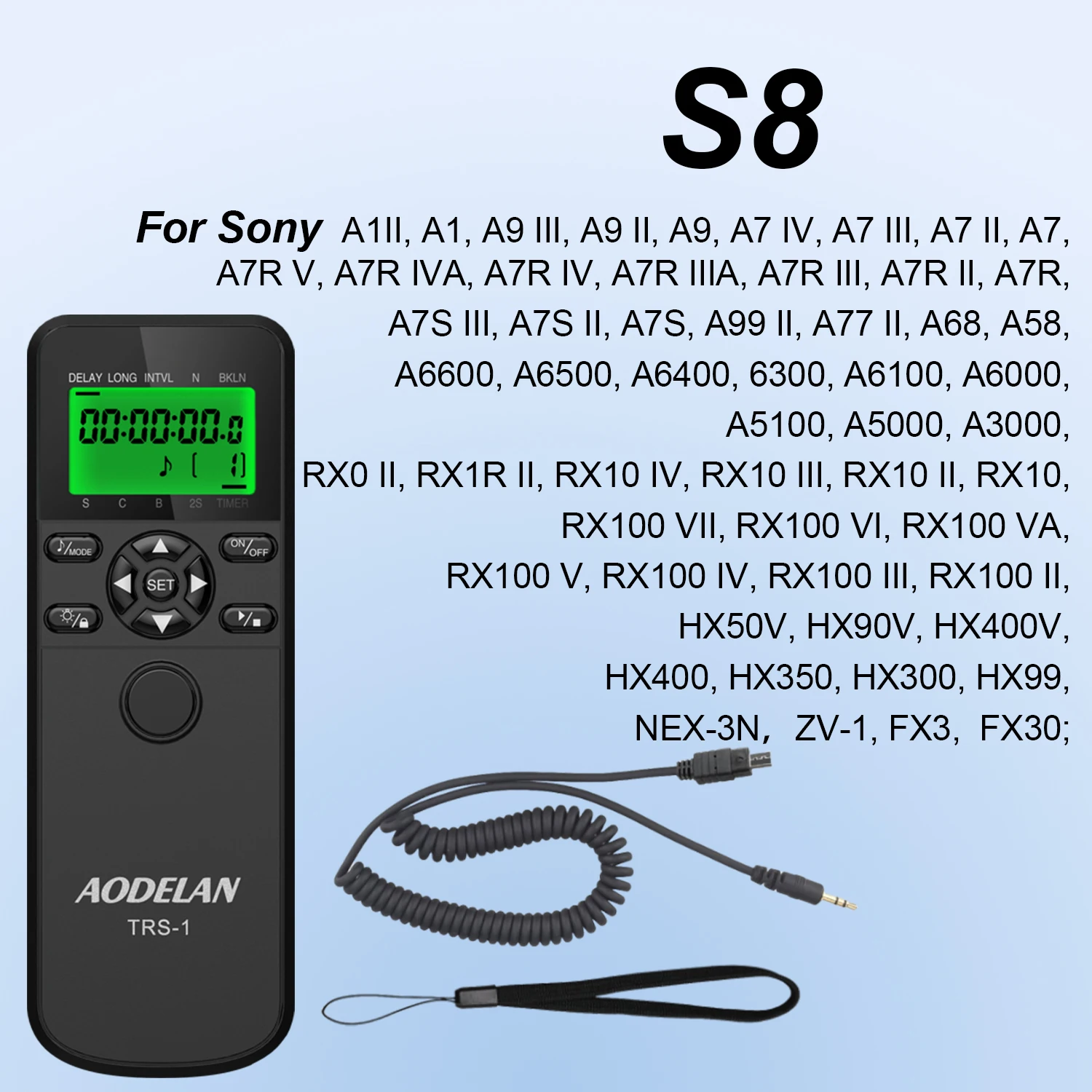Aodelan TRS-1 Timer Afstandsbediening Schakelaar Time-Lapse Trigger Voor Geselecteerde Canon Nikon Sony Fujifilm Panonic Olympus Pentax Camera 'S