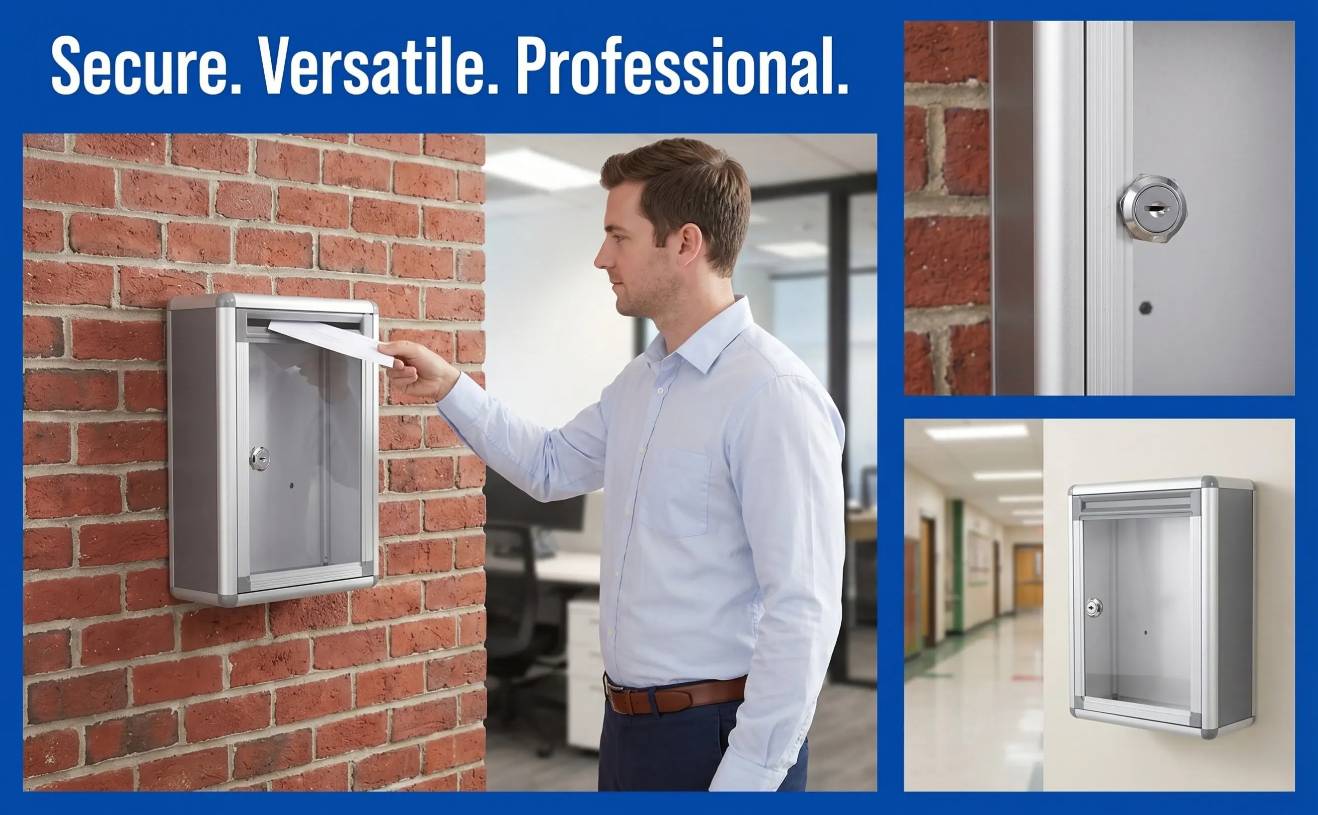 Aluminum Alloy Wall Mounted Lockable Suggestion Box Large Capacity Complaint Mailbox for Office Factory School Business Use