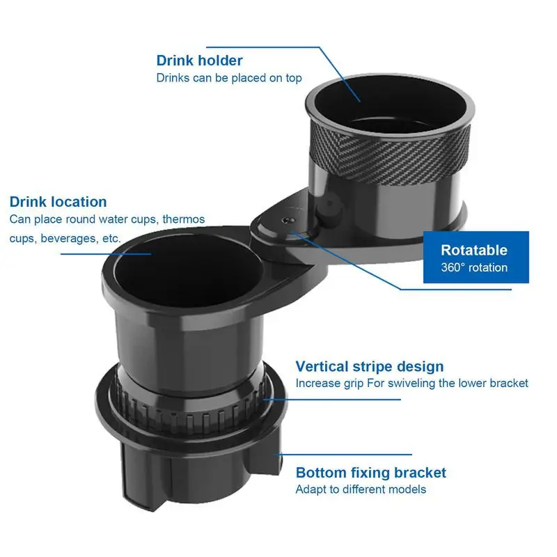 Car Coffee Cup Holder 2 In 1 Drink Holder Adapter Adjustable Auto Front Seat Cup Extender Organizer For Drinks Wallets Mobile