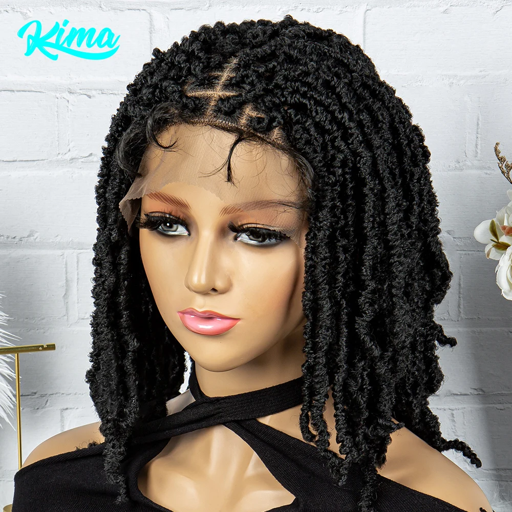 Synthetische Spitze Front Perücke geflochtene Perücken Dread lock Perücke 14 Zoll knoten lose Box Schmetterling Locs Perücken für schwarze Frauen synthetische Perücke