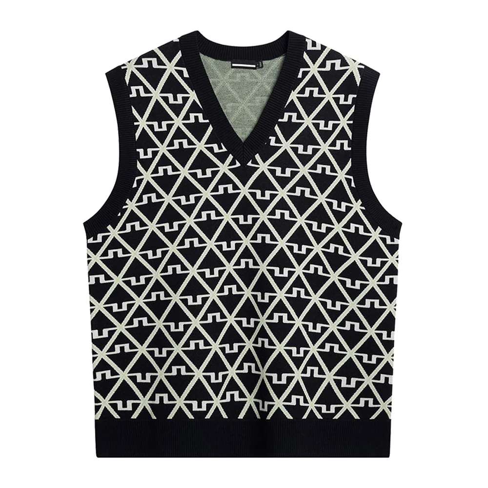 "Best-selling Men's Knitted Vest! High-end Sportswear! Trendy V-neck Design, New Golf Top, Luxury Brand, Ultimate Comfort!"