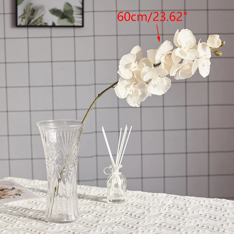Orchidée papillon artificielle 3D au toucher réel à 8 têtes, fausse fleur de Phalaenopsis, fournitures de décoration pour mariage, maison et noël