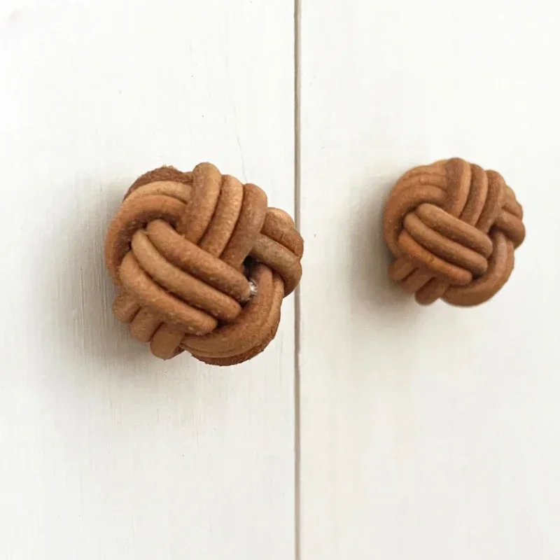 

1PC Cowhide Knot Kitchen Drawer Cabinet Door Knobs Handles Personalized Single Hole Retro Antique Children's Room Handle