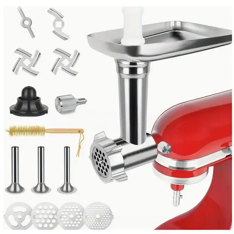 

Hot Meat Grinder Attachment For Kitchenaid Stand Mixer Stainless Steel Meat Grinder Accessory Knife Net Blade Combination