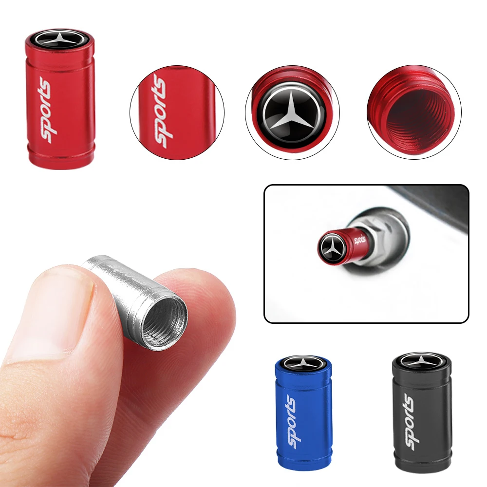 4Pcs Car Badge Wheel Tire Valve Caps Auto Decor Accessorie for Mercedes Benz AMG A S M R G Class GLA CLA GLB W176 W212 W211 W108