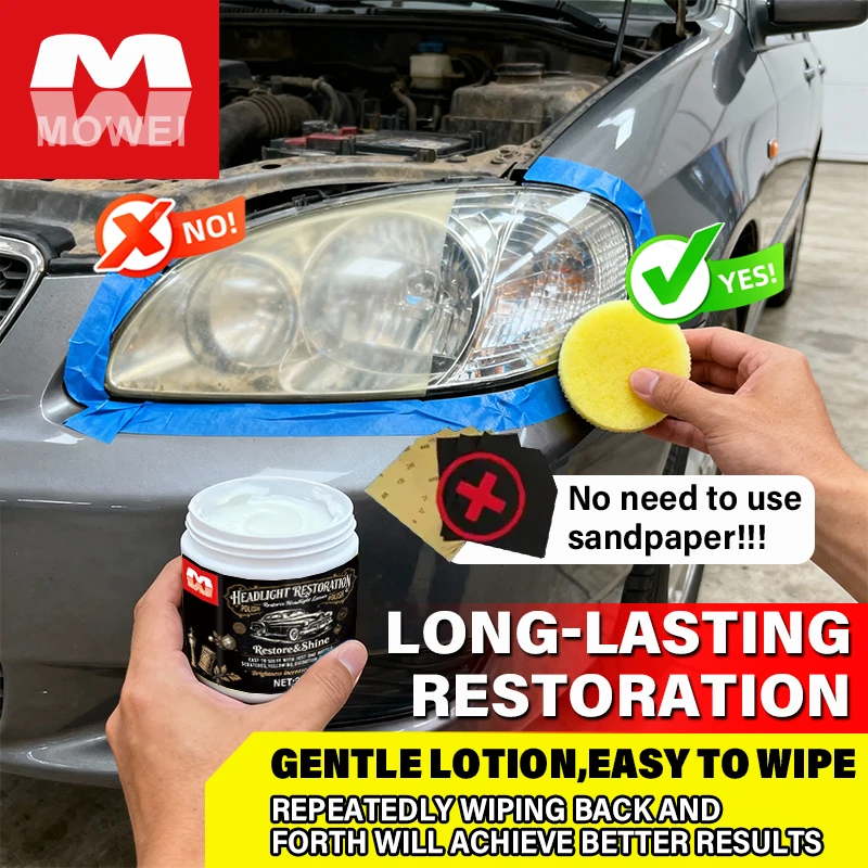 Car Headlight Restoration Cream – Removes Oxidation, Yellowing & Foggy Haze, Restores Clear Vision for All Vehicle Lights