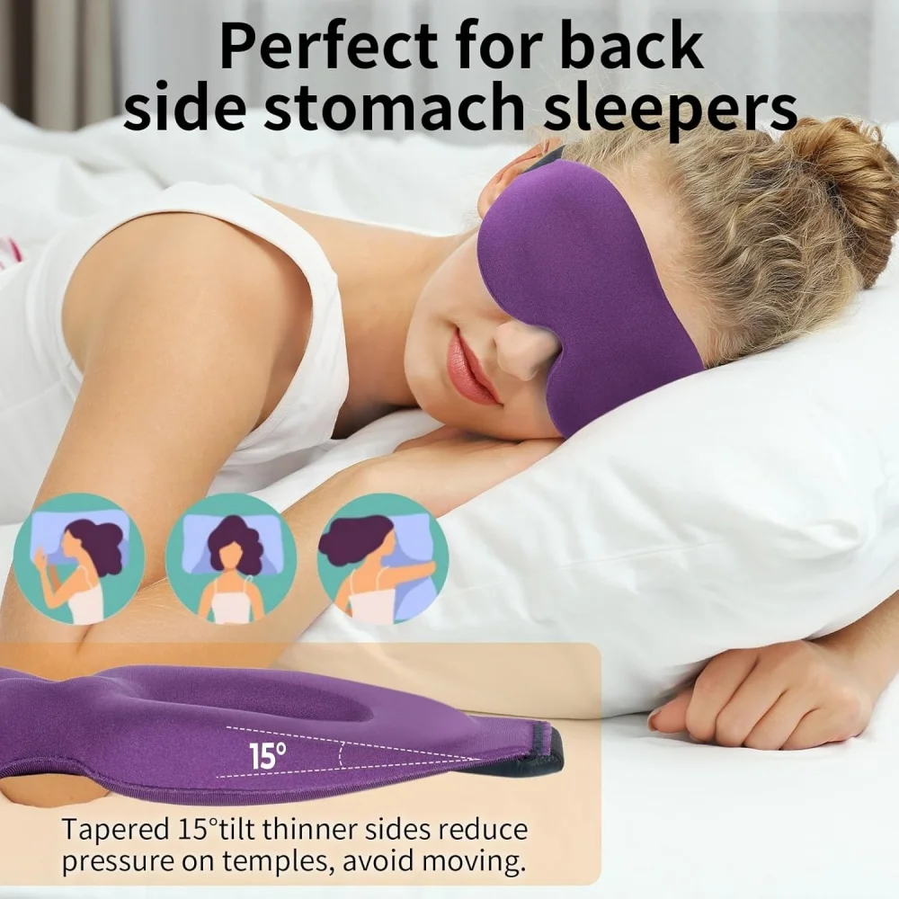 3D No-Pressure Eye Mask Adjustable Breathable Light Blocking Black Eye Mask for Men Women Travel Night Sleeping Aid Sleep Patch