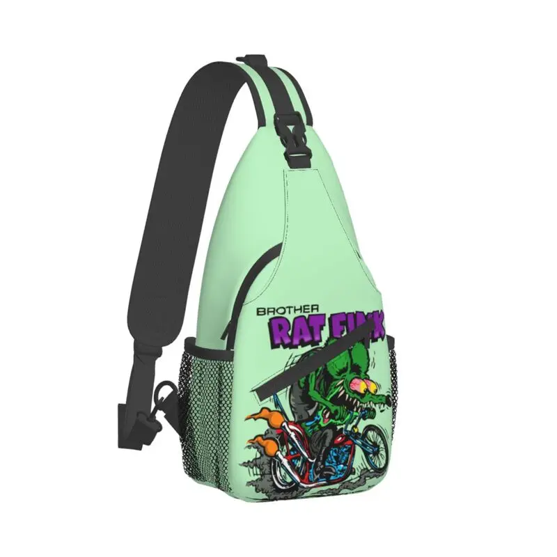 Anime Cartoon Rat Fink Sling Chest Bag Customized Crossbody Shoulder Backpack for Men Traveling Daypack