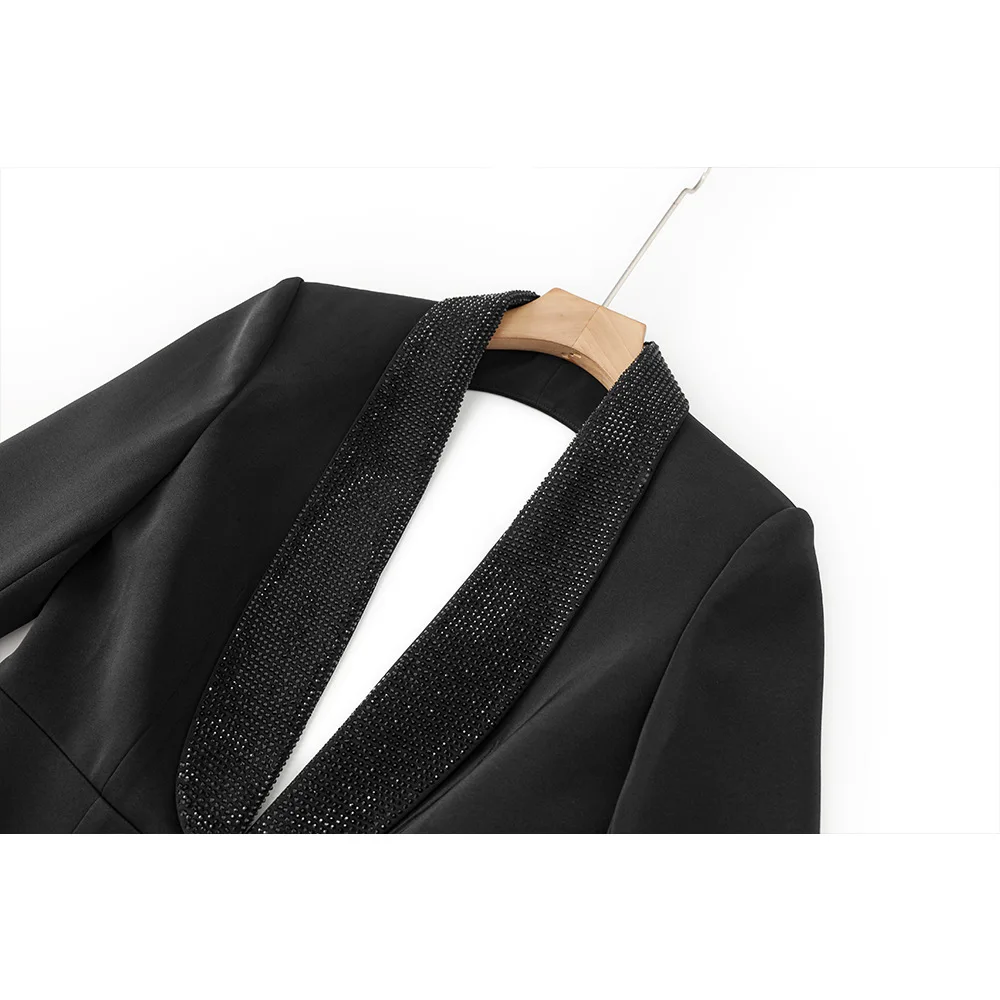 women's formal lapel diamond backless blazer outwears fashion waisted blazer jacket