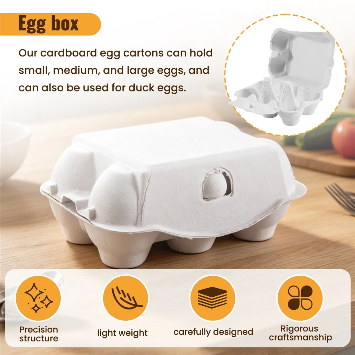 AA10RR 40 Pieces Paper Egg Cartons for Chicken Eggs Pulp Fiber Holder Bulk Holds 6 Count Eggs Farm Market Travel
