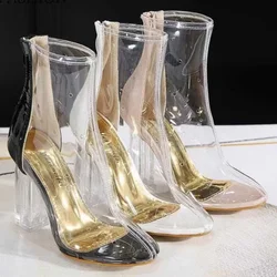 2023 New Women's Shoes Transparent PVC High Heels Girls Fashion Nightclub Sexy High Heel Boots Women's Waterproof Rain Boots