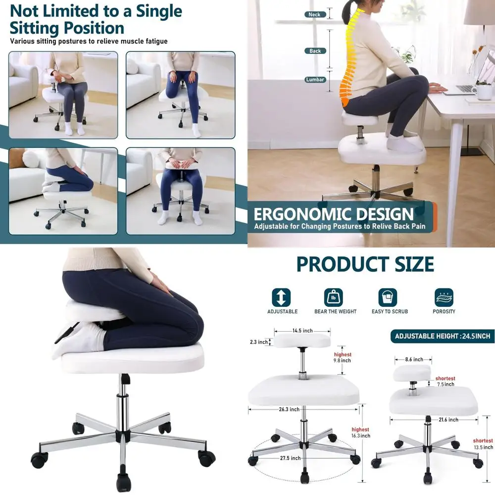 

Ergonomic Wheeled Meditation Chair for ADHD, Suitable for Office and Home (White)