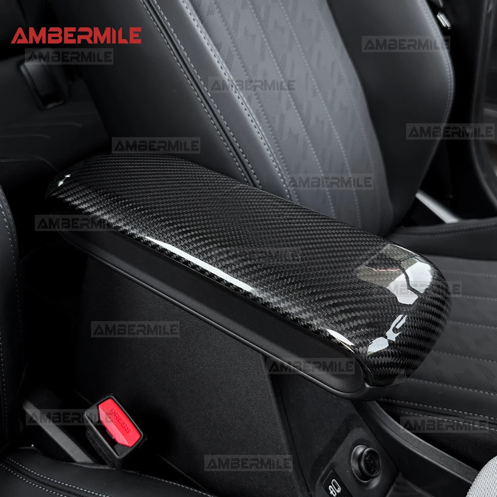 Hard Real Carbon Fiber for BMW Mini Cooper S F65 F66 F67 2024 2025 Car Armrest Box Cover Frame Sticker Interior Styling