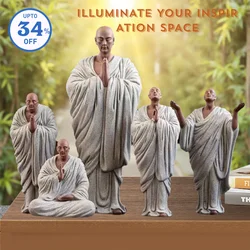 Zen Little Monk Buddhist Shami Meditation Sculpture Ceramic Figurines Tearoom Fengshui Chinese Statues for Decoration Gift