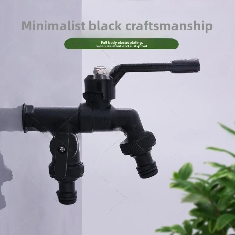 

Черный смеситель для сада на открытом воздухе, антифризные краны с двойным выходом для стиральной машины, 1/2 дюйма, уличный шланговый кран для сада