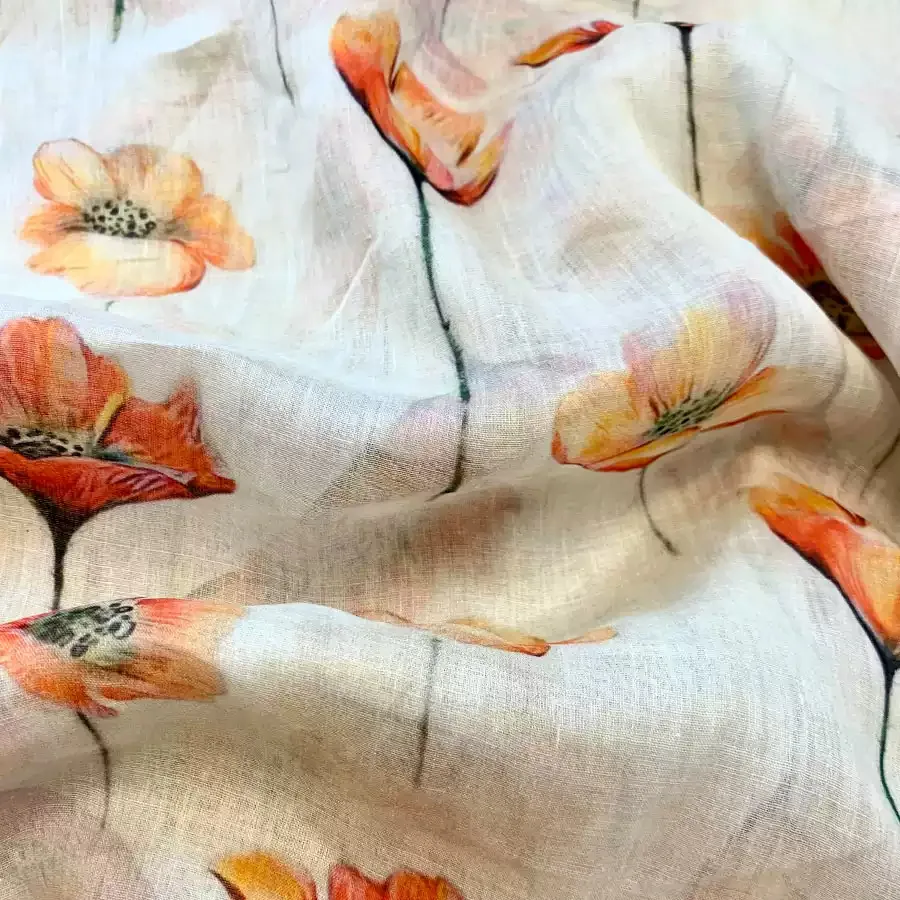 

1-метровая ткань из рами с цветочным принтом, рубашка, юбка, Cheongsam Telas Para Costura