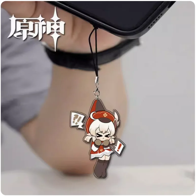 2024 Anime Phone Chain Genshin Impact Cartoon Figure Balladeer Venti Klee Xiao Bag Pendant Keychain Phone Lanyard Cosplay Gift