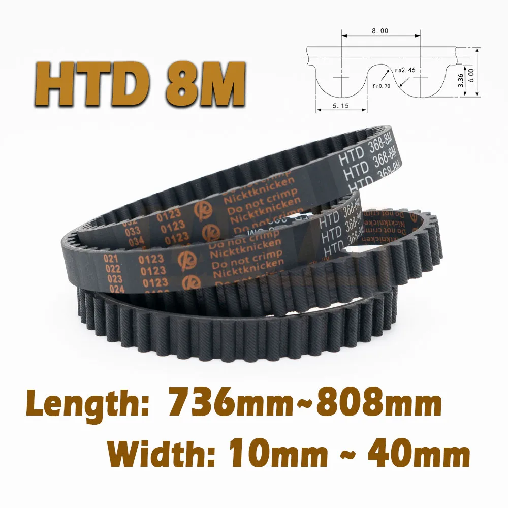 

HTD8M Timing Belt Length 736~808mm Rubber Closed Loop Width 15~40mm 736 744 752 760 768 776 784 792 800 808mm 8M CNC Drive