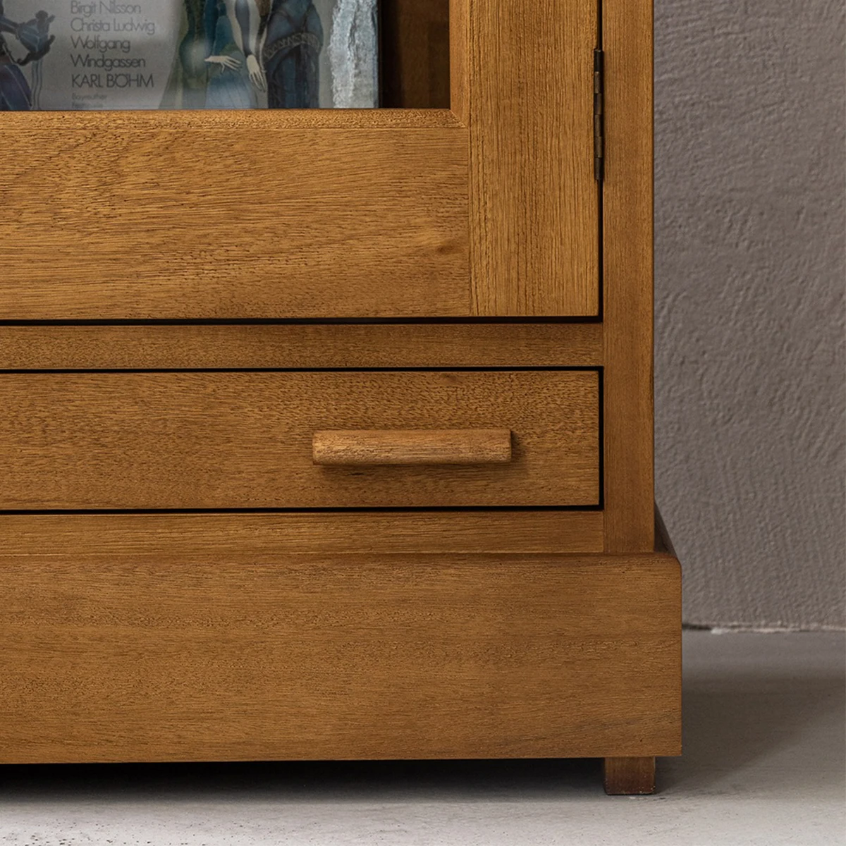 #Modern African Teak Wooden Dining Room Sideboard Storage Cabinet with Glass Door and Drawer for Kitchen