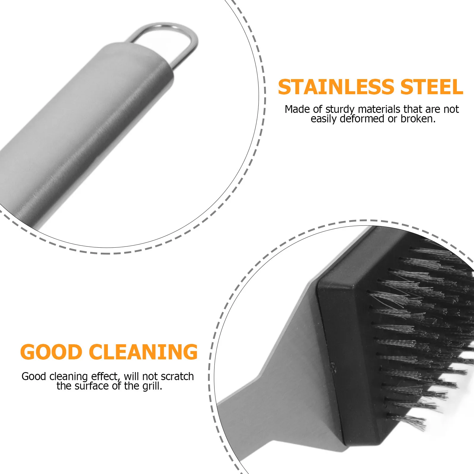 Stainless Steel Grill Brush Set Bbq Cleaning Kit with Scraper and Scrubber for Gas Charcoal Grills Grill Maintenance Spotless view 6